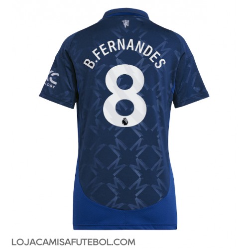 Camisa de Futebol Manchester United Bruno Fernandes #8 Equipamento Secundário Mulheres 2024-25 Manga Curta